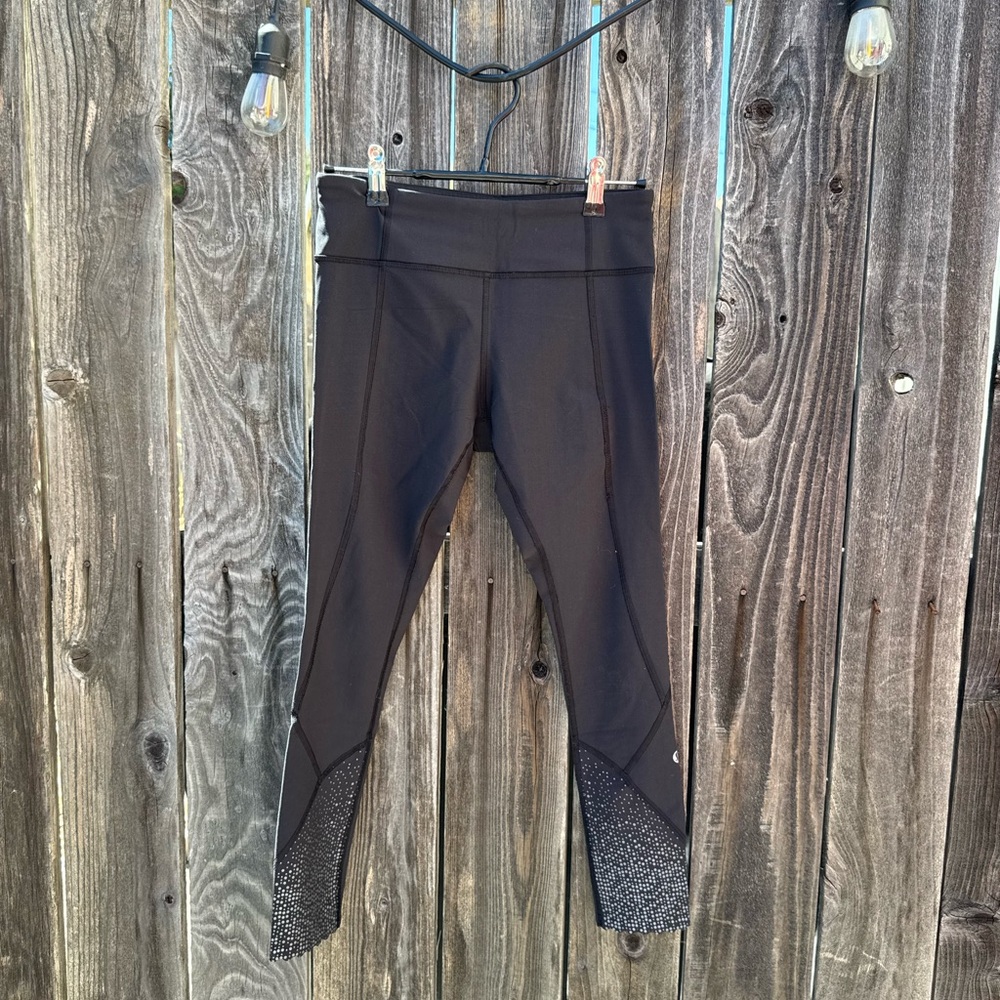 Lululemon Athletica Black Silver Tight Stuff Full Length Reflective Leggings 6 - Picture 7 of 14